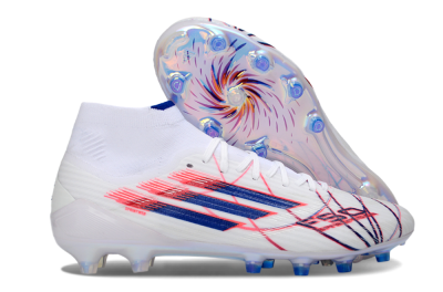 Adidas F50 Elite Mid AG Football Boots - White/Electric Red/Deep Blue