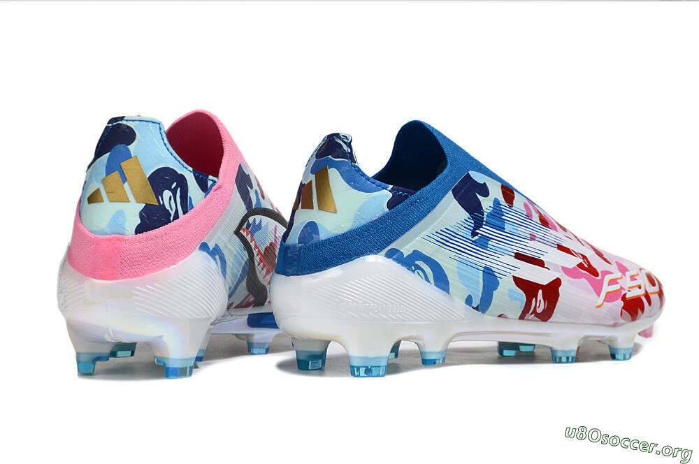 Adidas F50 Pro Laceless FG Football Boots - Pink/Blue Camo/Pink Highlights 6