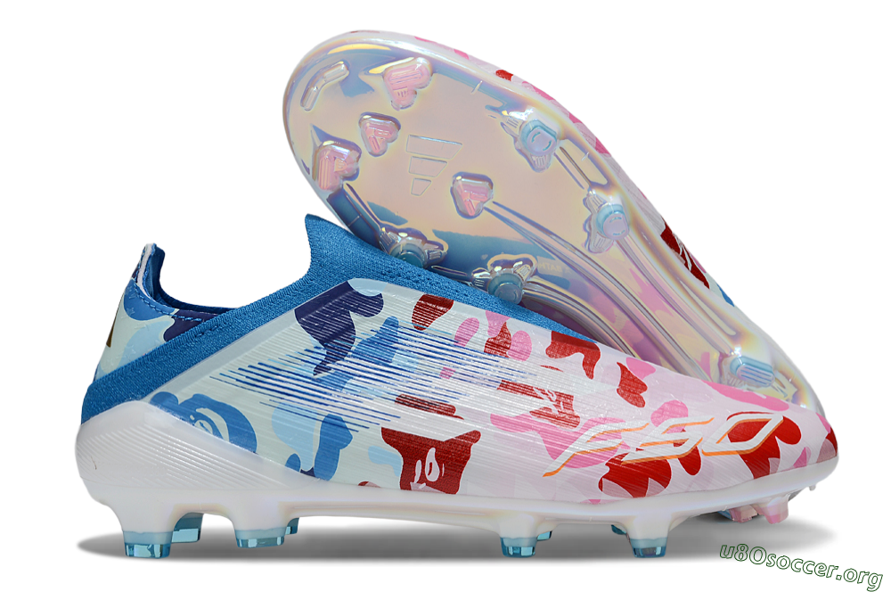 Adidas F50 Pro Laceless FG Football Boots - Pink/Blue Camo/Pink Highlights 2