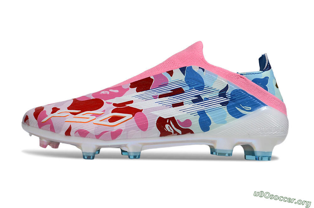 Adidas F50 Pro Laceless FG Football Boots - Pink/Blue Camo/Pink Highlights 3