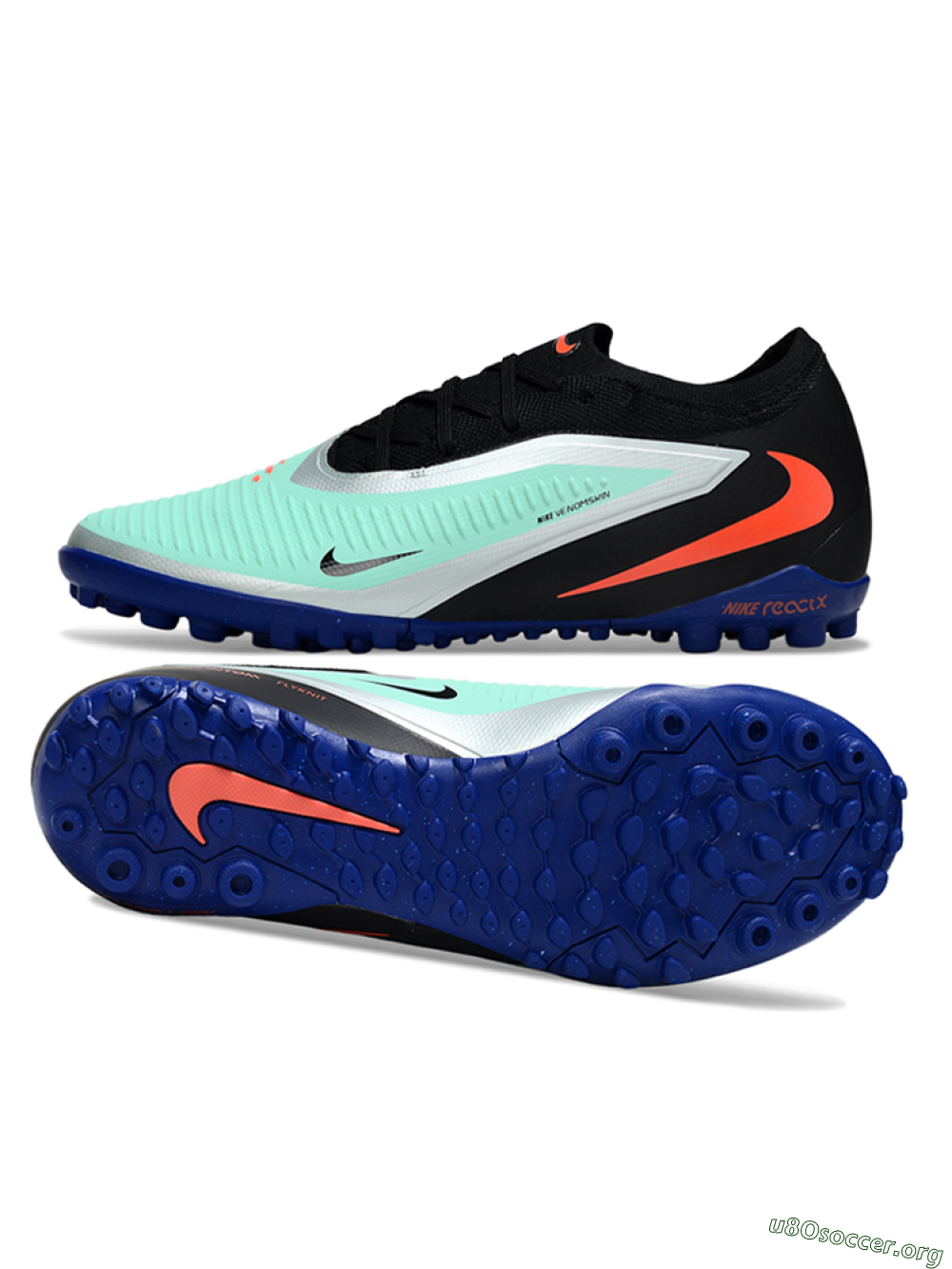 Nike Phantom 6 Elite Low TF Football Shoes - Mint/Coral Blue/Black 1