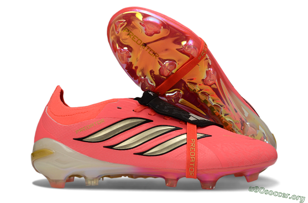 Adidas Predator 26 Elite Fold-Over Tongue FG Football Boots - Pink/Neon Pink/Gold 2