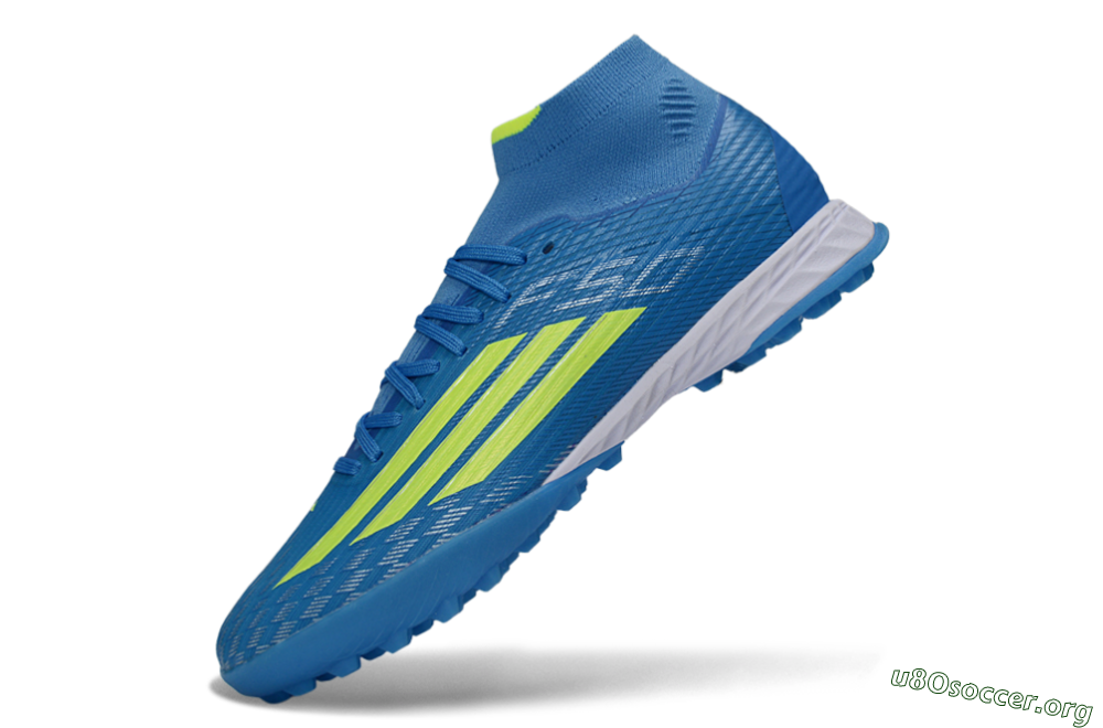 Adidas F50 Elite Mid TF Football Shoes - Blue/Vibrant Blue/Neon Green 5