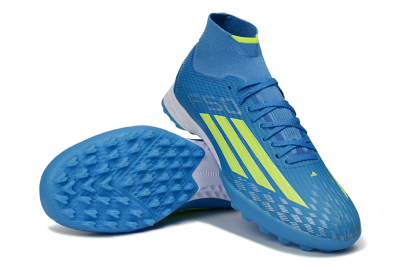 Adidas F50 Elite Mid TF Football Shoes - Blue/Vibrant Blue/Neon Green