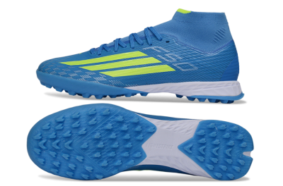 Adidas F50 Elite Mid TF Football Shoes - Blue/Vibrant Blue/Neon Green