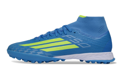 Adidas F50 Elite Mid TF Football Shoes - Blue/Vibrant Blue/Neon Green