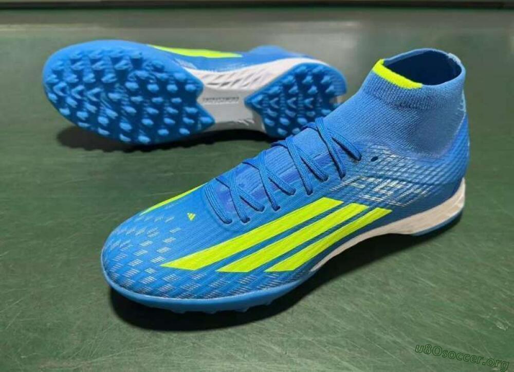 Adidas F50 Elite Mid TF Football Shoes - Blue/Vibrant Blue/Neon Green