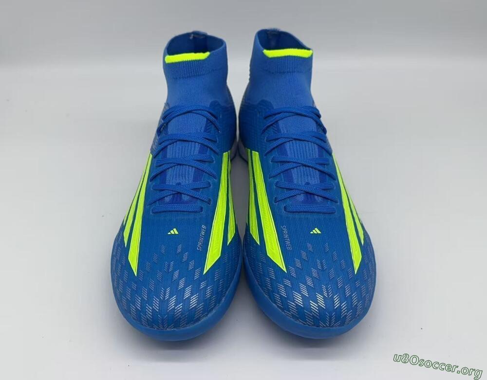 Adidas F50 Elite Mid TF Football Shoes - Blue/Vibrant Blue/Neon Green