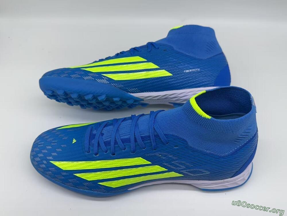 Adidas F50 Elite Mid TF Football Shoes - Blue/Vibrant Blue/Neon Green