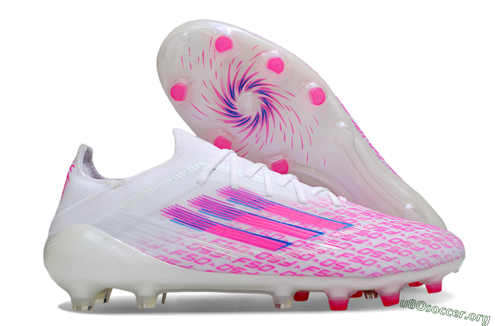 Adidas F50 Elite AG Football Boots - White/Neon Pink/Blue 2