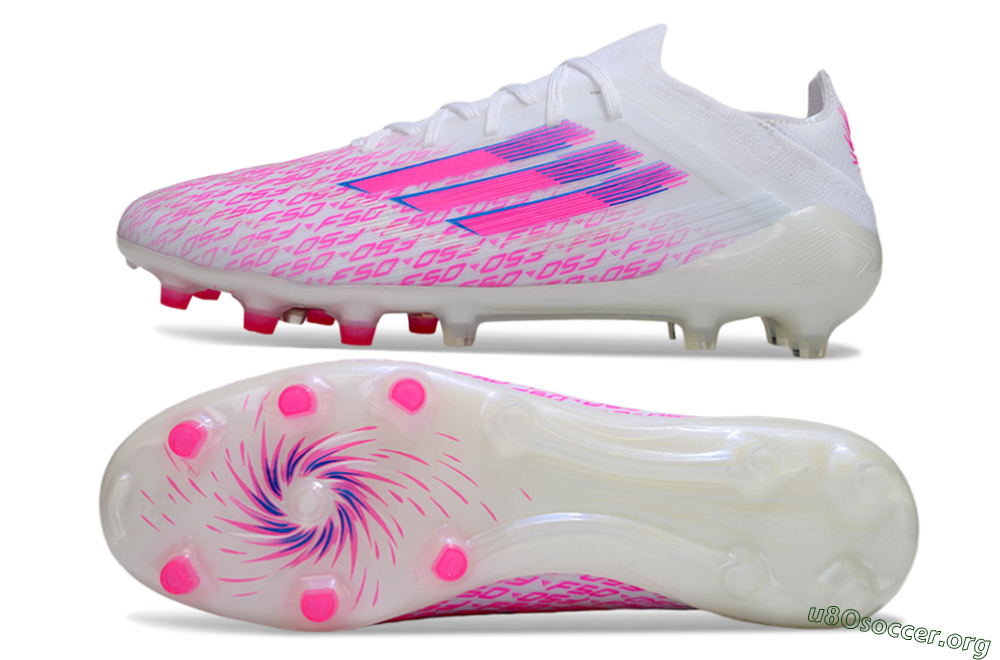 Adidas F50 Elite AG Football Boots - White/Neon Pink/Blue 1