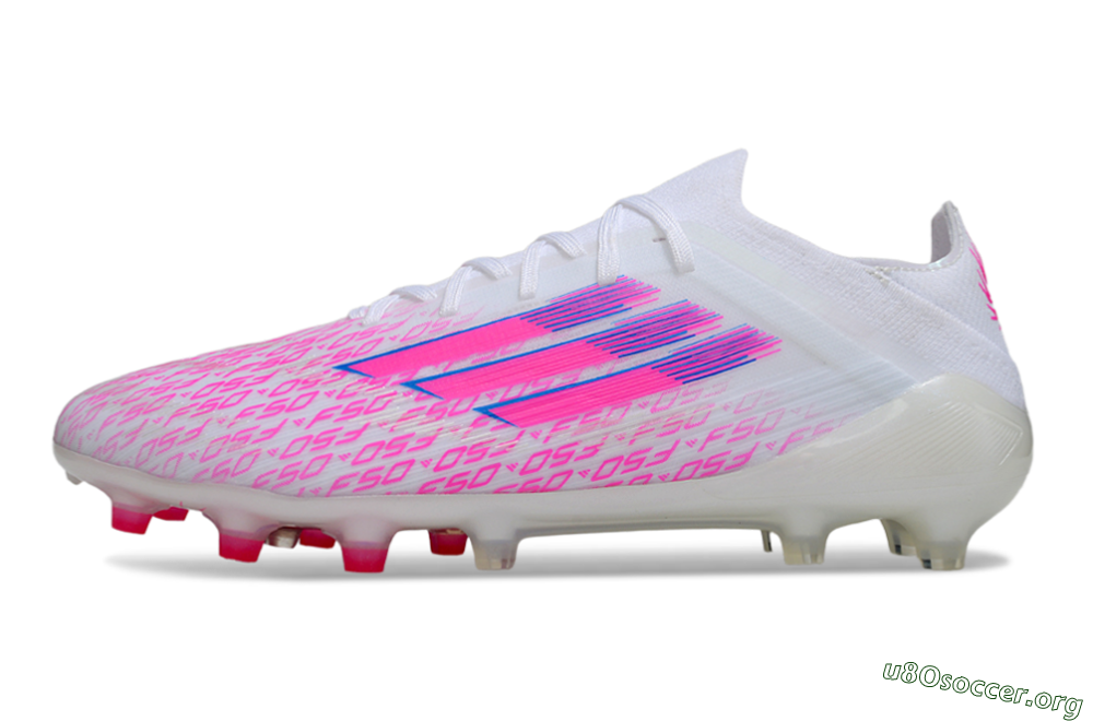 Adidas F50 Elite AG Football Boots - White/Neon Pink/Blue 3