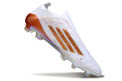 Adidas F50 Elite Laceless FG Football Boots - White/Copper Blaze/Infinity Shine