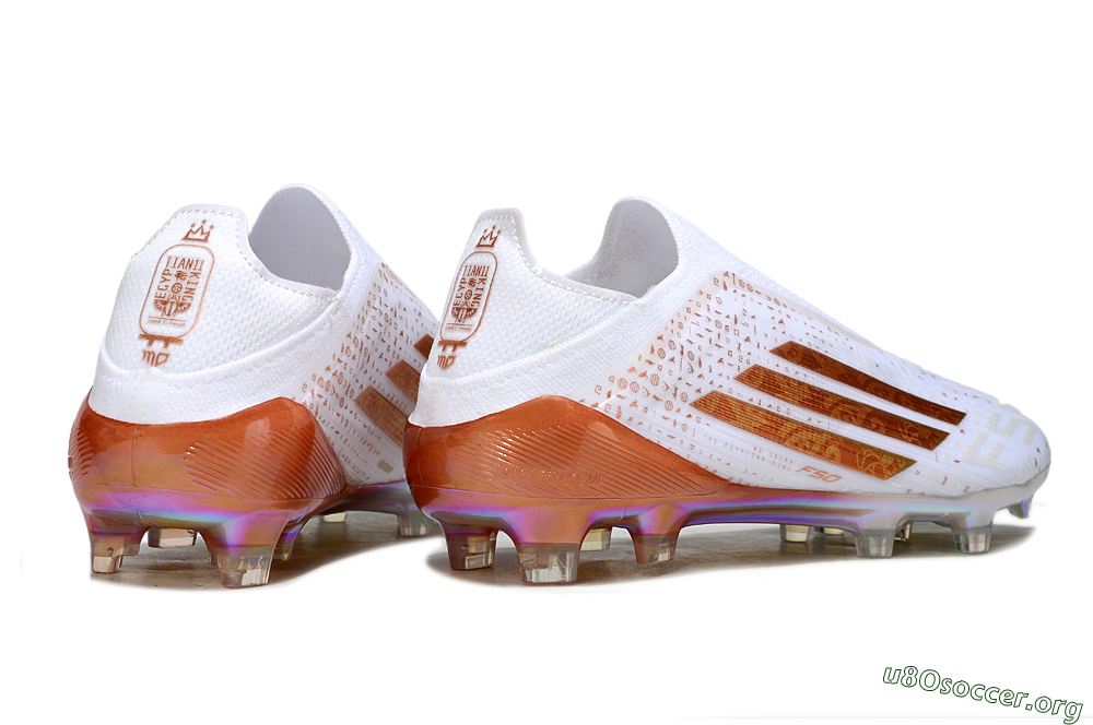 Adidas F50 Elite Laceless FG Football Boots - White/Copper Blaze/Infinity Shine 6