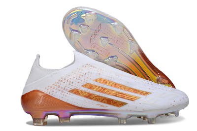 Adidas F50 Elite Laceless FG Football Boots - White/Copper Blaze/Infinity Shine