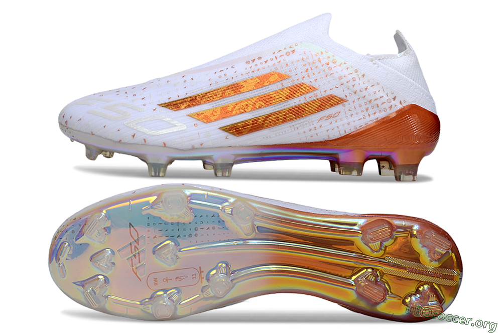 Adidas F50 Elite Laceless FG Football Boots - White/Copper Blaze/Infinity Shine 1