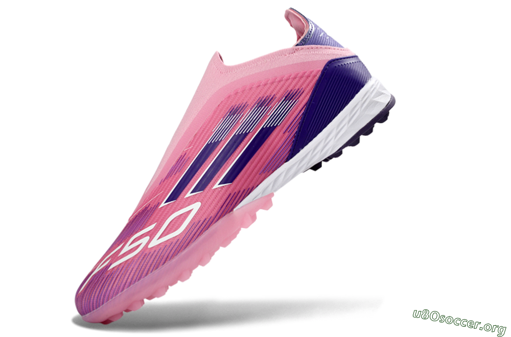 Adidas F50 Elite Laceless TF Football Shoes - Pink/Vivid Pink/Deep Purple 6