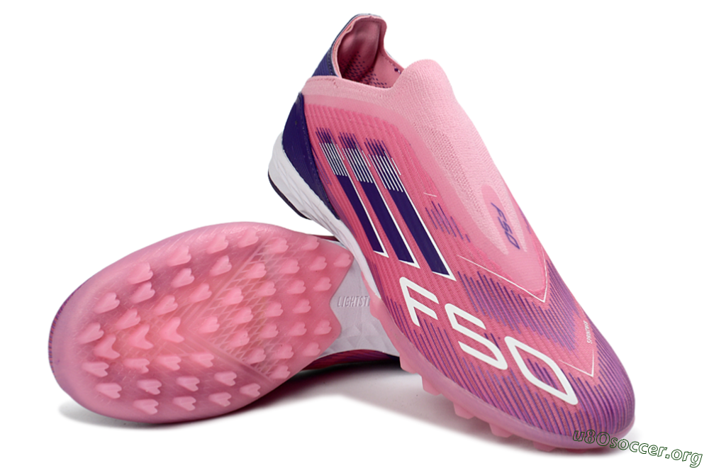 Adidas F50 Elite Laceless TF Football Shoes - Pink/Vivid Pink/Deep Purple 4