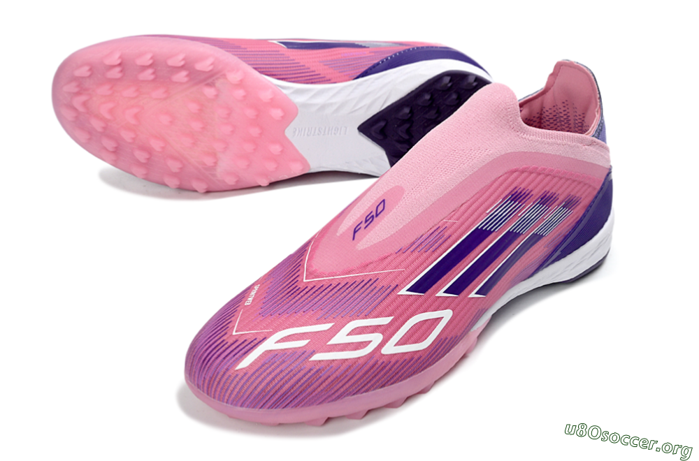 Adidas F50 Elite Laceless TF Football Shoes - Pink/Vivid Pink/Deep Purple 0