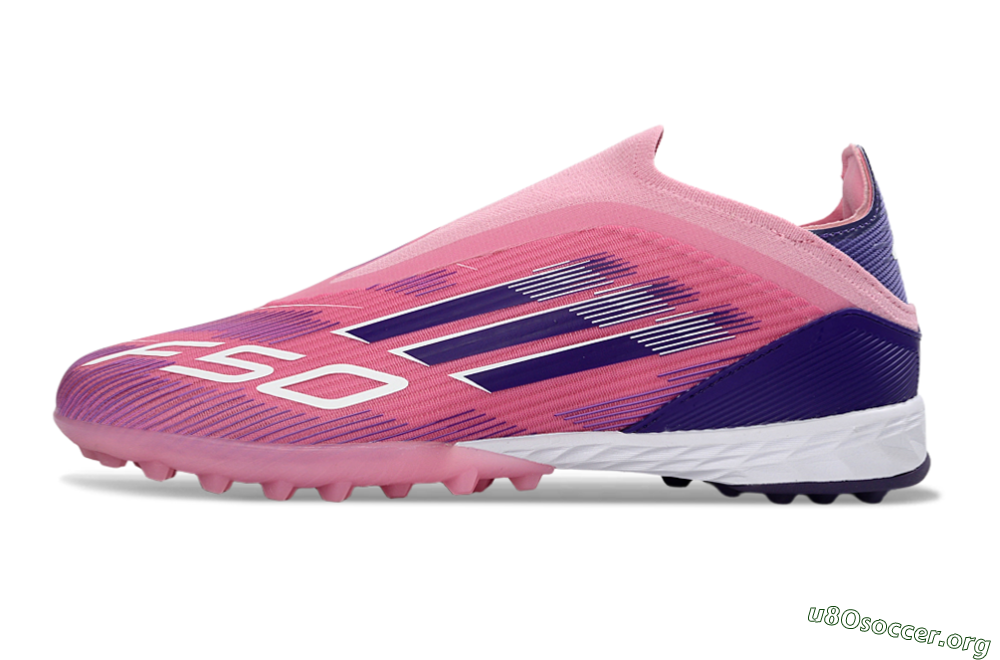 Adidas F50 Elite Laceless TF Football Shoes - Pink/Vivid Pink/Deep Purple 3