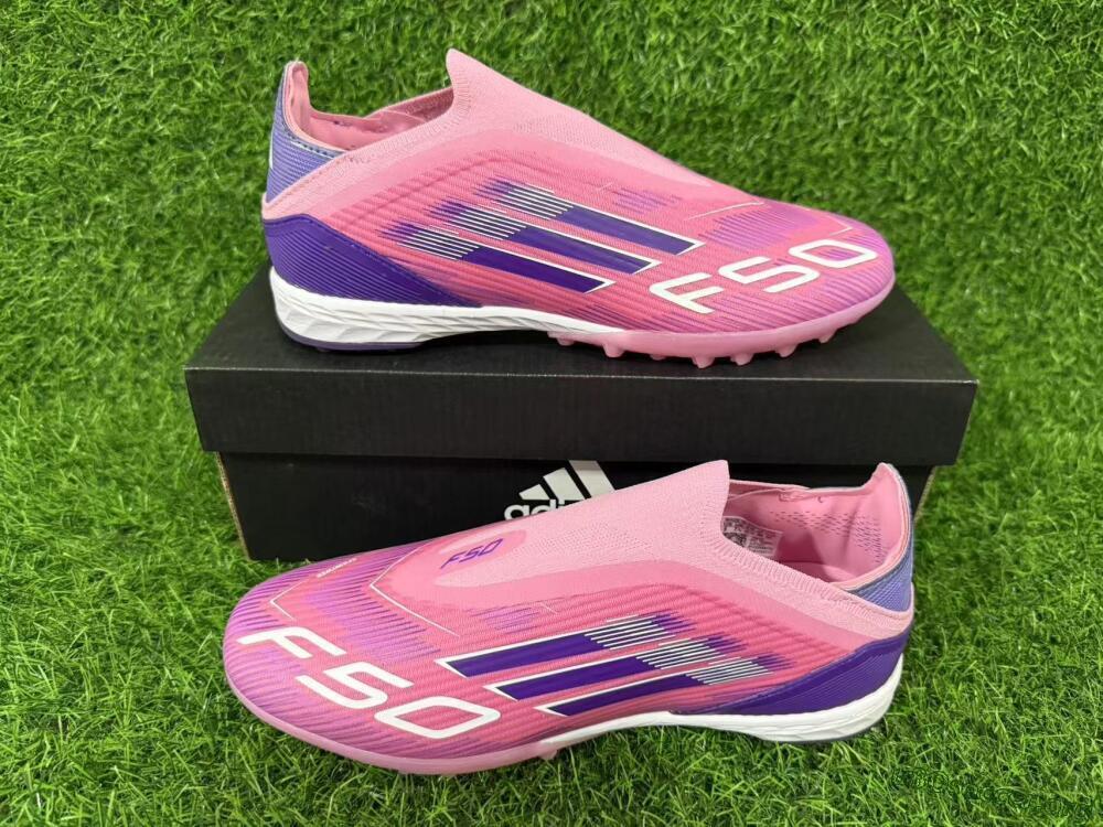 Adidas F50 Elite Laceless TF Football Shoes - Pink/Vivid Pink/Deep Purple