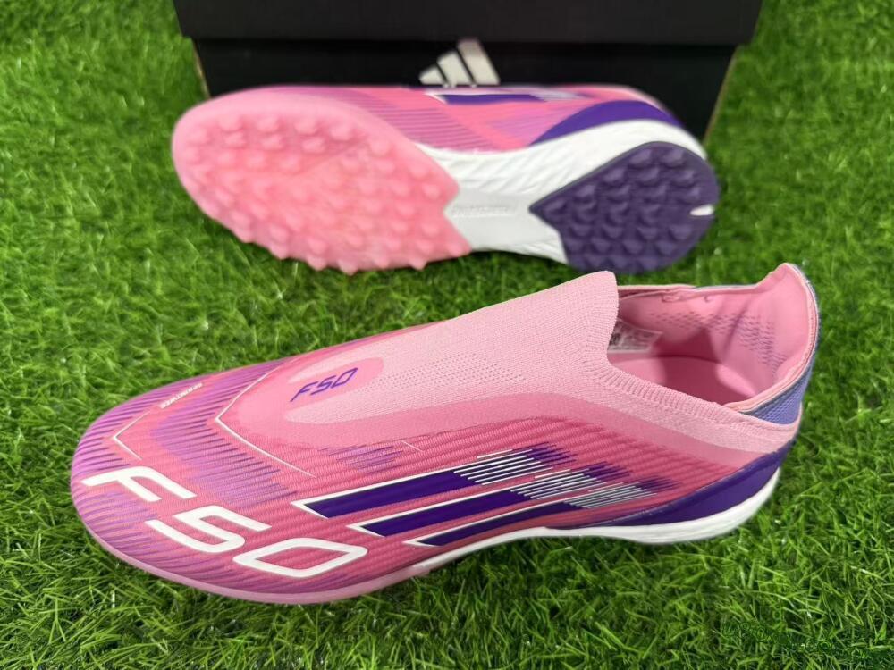 Adidas F50 Elite Laceless TF Football Shoes - Pink/Vivid Pink/Deep Purple