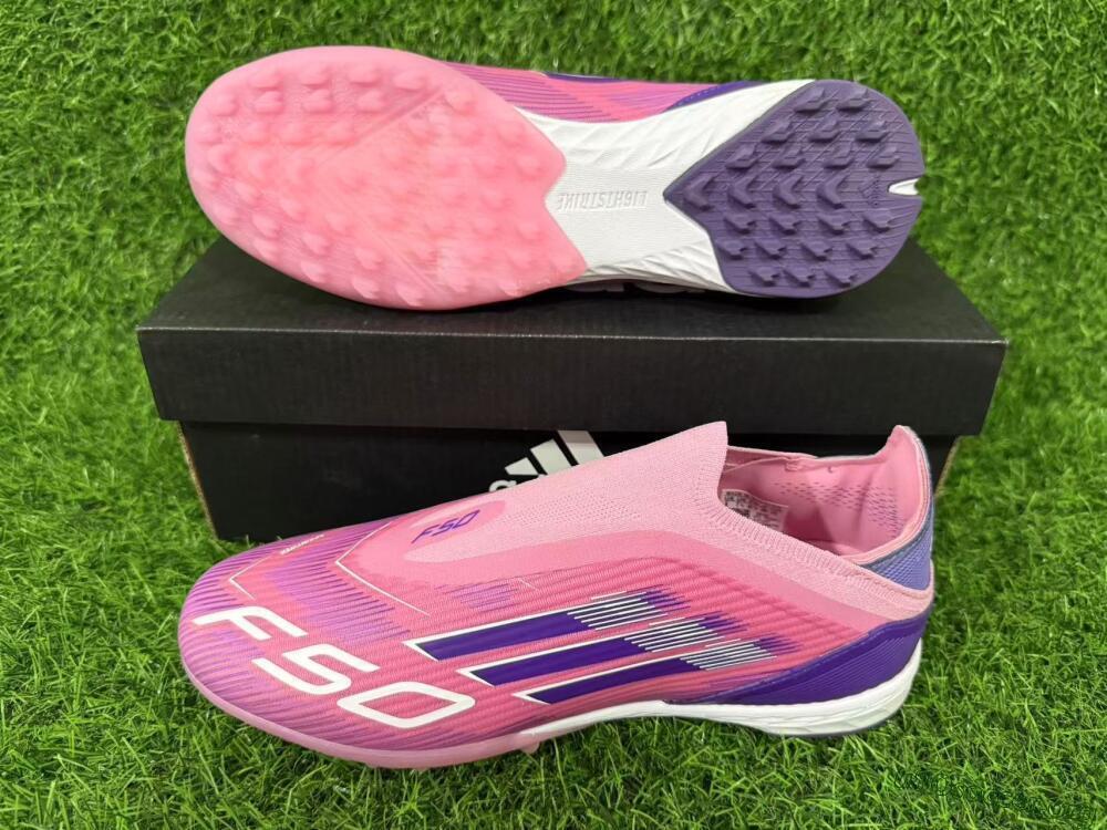 Adidas F50 Elite Laceless TF Football Shoes - Pink/Vivid Pink/Deep Purple
