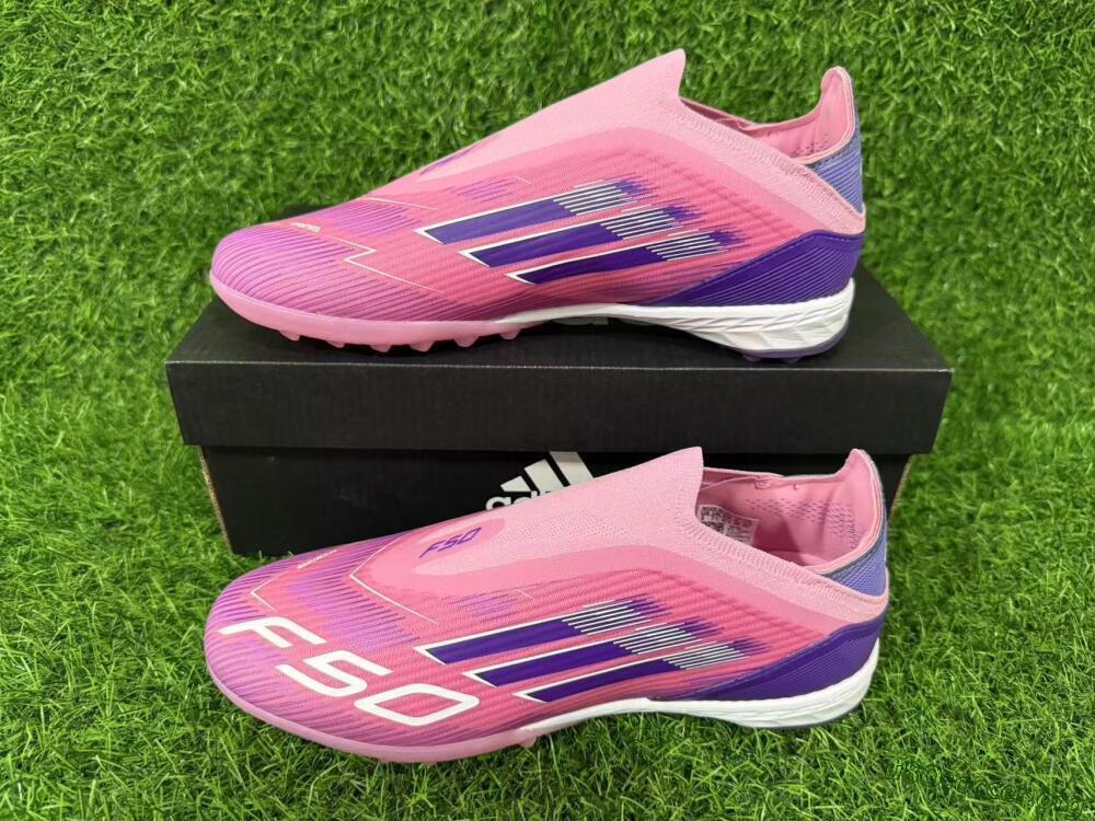 Adidas F50 Elite Laceless TF Football Shoes - Pink/Vivid Pink/Deep Purple