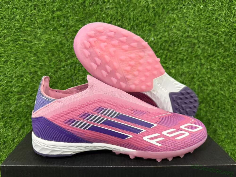 Adidas F50 Elite Laceless TF Football Shoes - Pink/Vivid Pink/Deep Purple