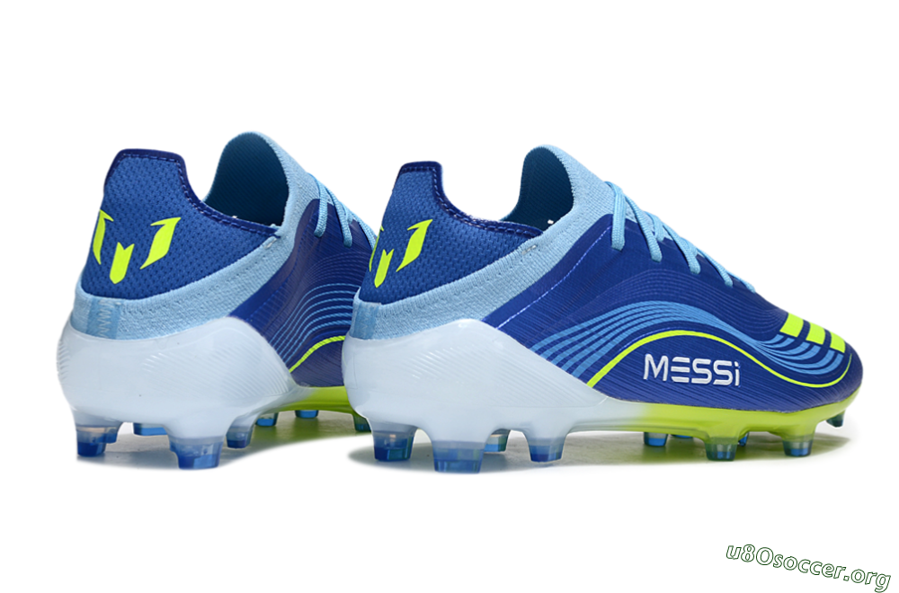 Messi x Adidas F50 Elite FG Football Boots - Blue/Neon Yellow/Cyan Blue 6