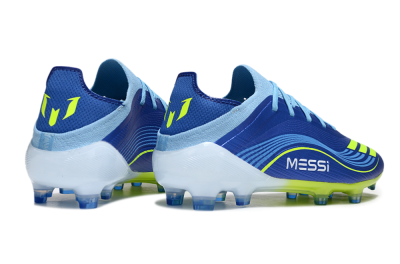 Messi x Adidas F50 Elite FG Football Boots - Blue/Neon Yellow/Cyan Blue