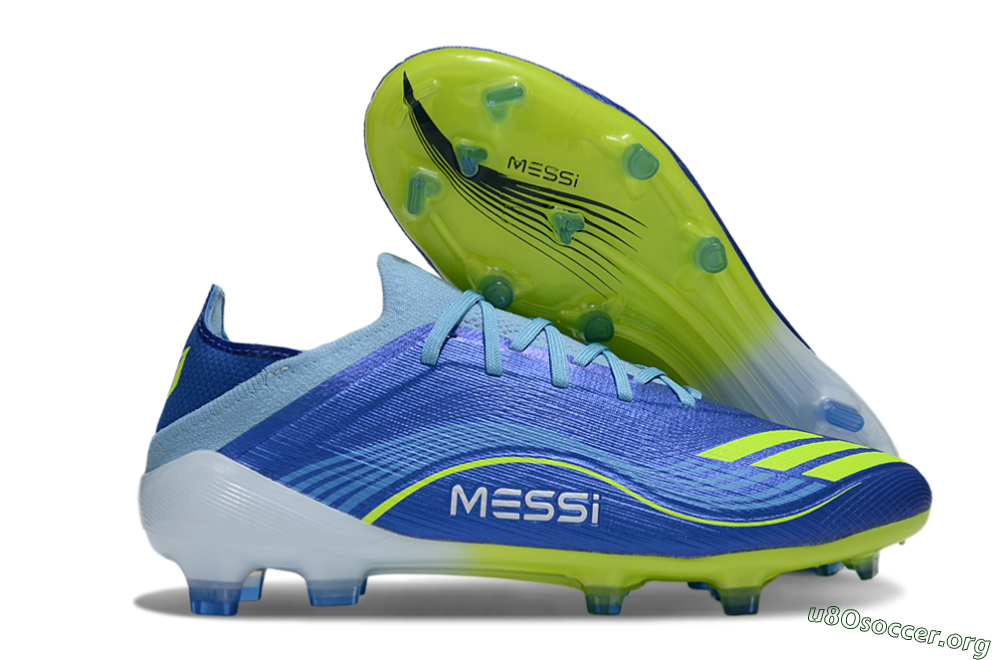 Messi x Adidas F50 Elite FG Football Boots - Blue/Neon Yellow/Cyan Blue 2