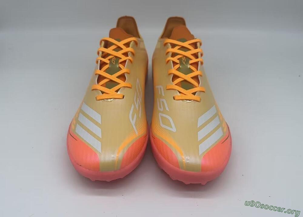 Messi x Adidas F50 Pro TF Football Shoes - Orange/Coral Glow/Soft Peach