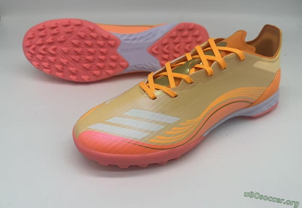 Messi x Adidas F50 Pro TF Football Shoes - Orange/Coral Glow/Soft Peach