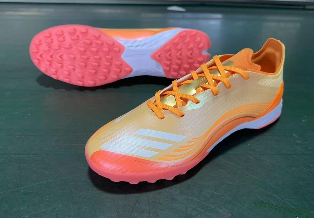 Messi x Adidas F50 Pro TF Football Shoes - Orange/Coral Glow/Soft Peach