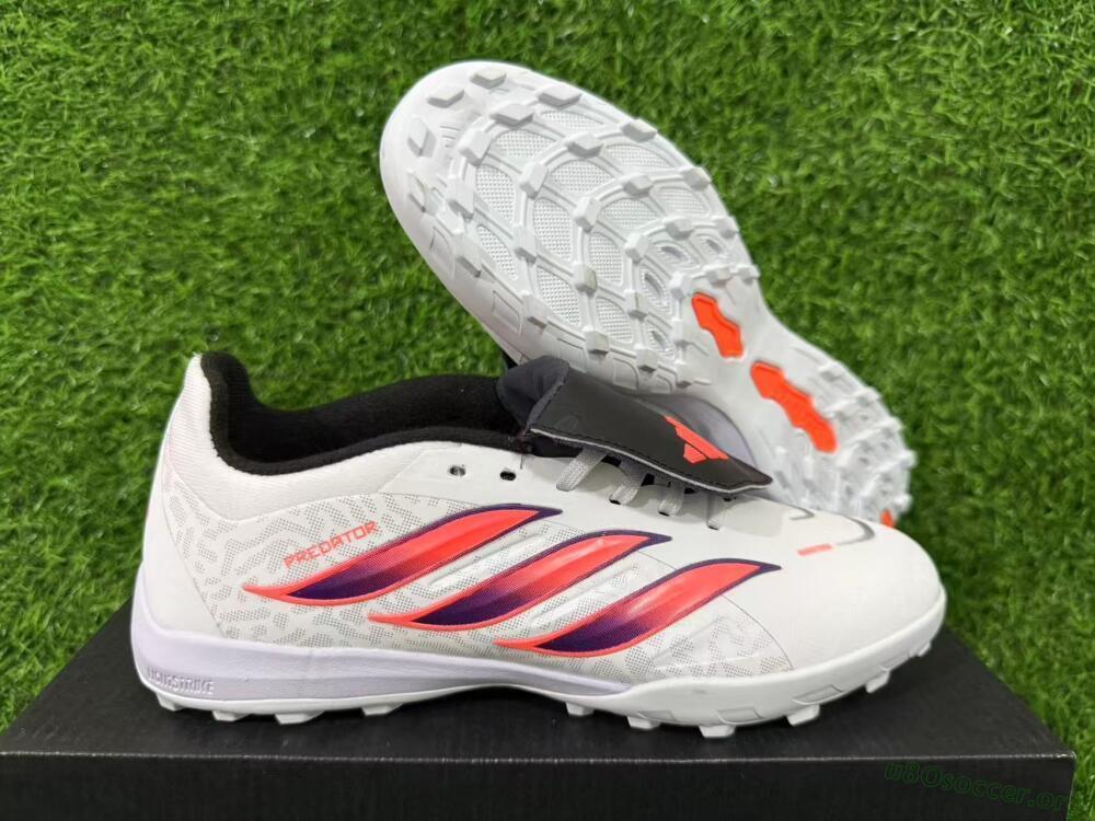 Adidas Predator 26 Elite Fold-Over Tongue TF Football Shoes - White/Electric Pink/Deep Purple
