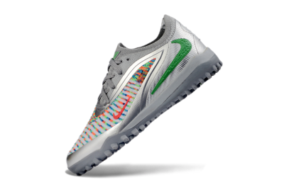 Nike Phantom 6 Elite Low TF Football Shoes - Gray/Neon Green/Metallic Silver