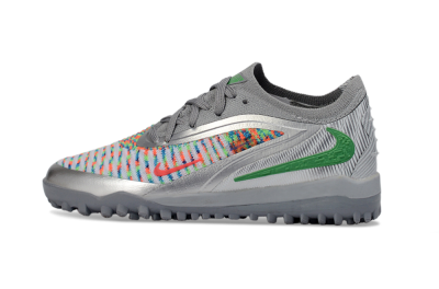 Nike Phantom 6 Elite Low TF Football Shoes - Gray/Neon Green/Metallic Silver
