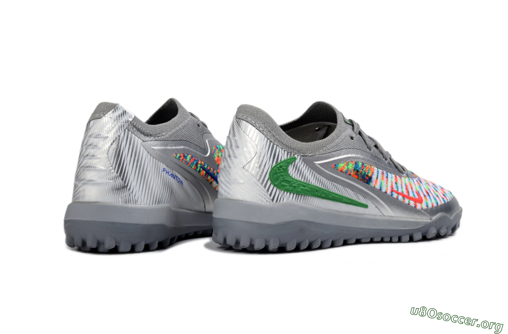 Nike Phantom 6 Elite Low TF Football Shoes - Gray/Neon Green/Metallic Silver 5