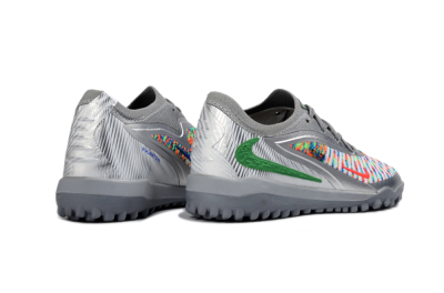 Nike Phantom 6 Elite Low TF Football Shoes - Gray/Neon Green/Metallic Silver