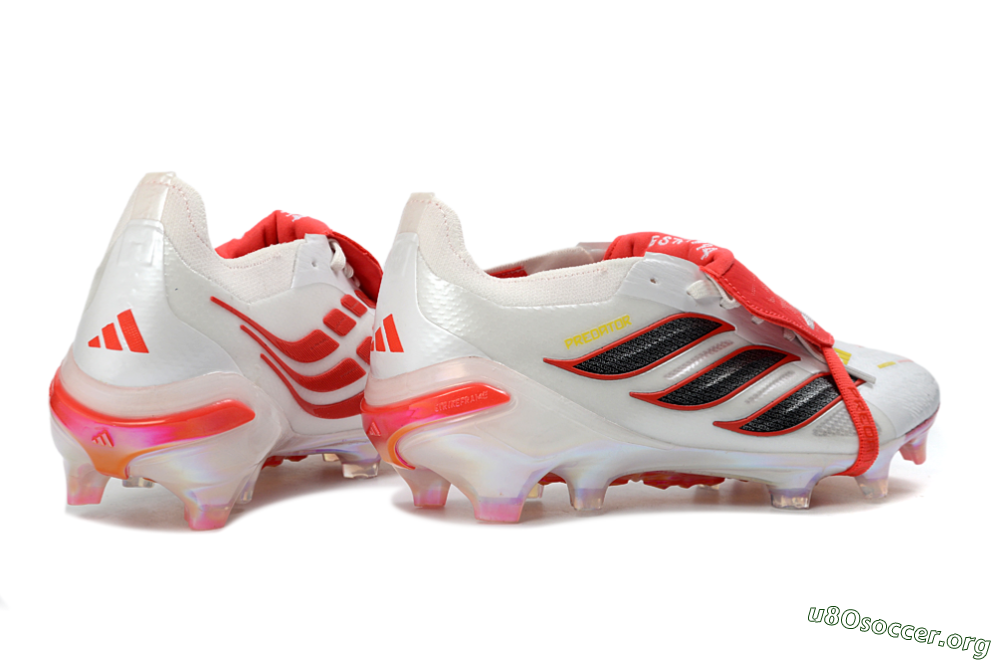 Adidas Predator 26 Elite Fold-Over Tongue FG Football Boots - White/Electric Red/Metallic Black 6