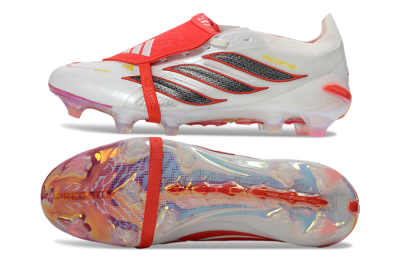 Adidas Predator 26 Elite Fold-Over Tongue FG Football Boots - White/Electric Red/Metallic Black