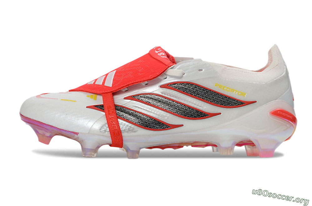 Adidas Predator 26 Elite Fold-Over Tongue FG Football Boots - White/Electric Red/Metallic Black 3
