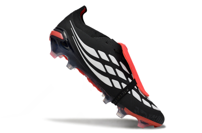 Adidas Predator 26 Elite Fold-Over Tongue FG Football Boots - Black/Crimson Red/Slate Grey