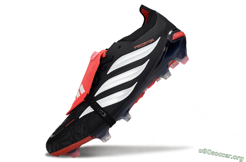 Adidas Predator 26 Elite Fold-Over Tongue FG Football Boots - Black/Crimson Red/Slate Grey 5