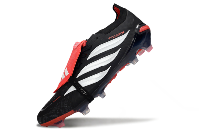 Adidas Predator 26 Elite Fold-Over Tongue FG Football Boots - Black/Crimson Red/Slate Grey