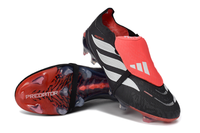 Adidas Predator 26 Elite Fold-Over Tongue FG Football Boots - Black/Crimson Red/Slate Grey