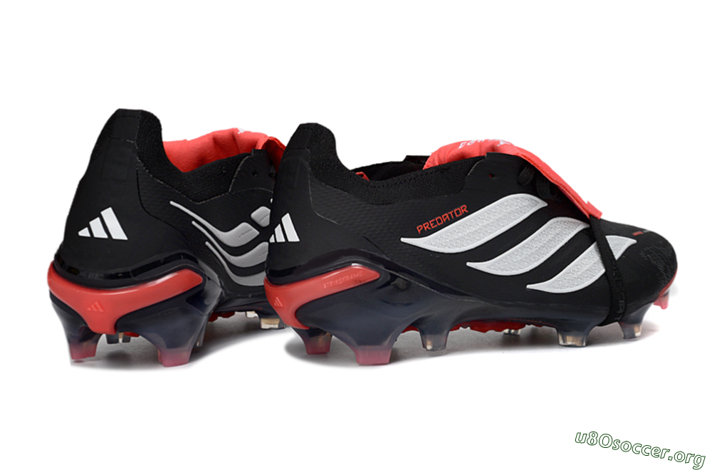 Adidas Predator 26 Elite Fold-Over Tongue FG Football Boots - Black/Crimson Red/Slate Grey 6