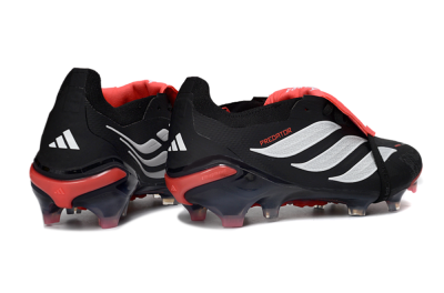Adidas Predator 26 Elite Fold-Over Tongue FG Football Boots - Black/Crimson Red/Slate Grey