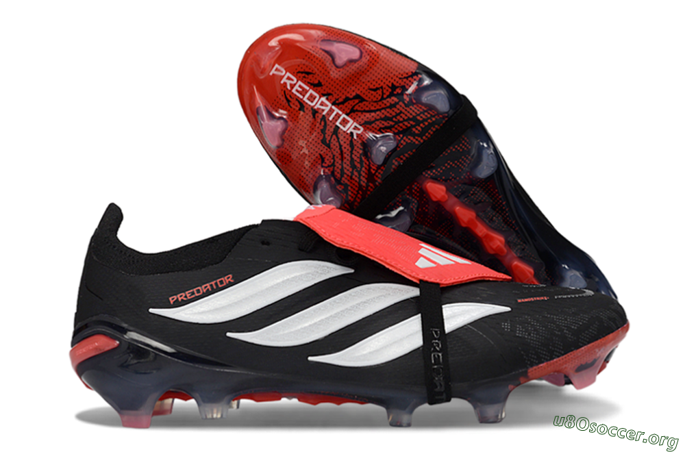 Adidas Predator 26 Elite Fold-Over Tongue FG Football Boots - Black/Crimson Red/Slate Grey 2